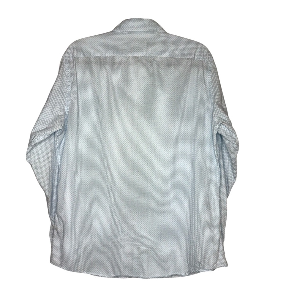 Cremieux Men's Long-Sleeve Button Down‎ Shirt L Blue & White Geometric Print - Picture 6 of 6